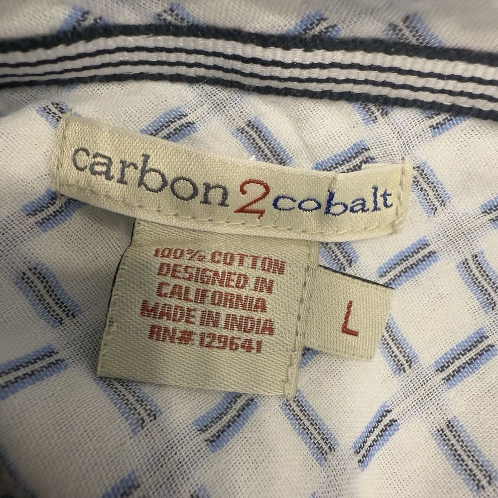 Carbon 2 Cobalt Mens Button‎ Down Shirt Large White Gauze Cotton Metal Buttons - Picture 9 of 9